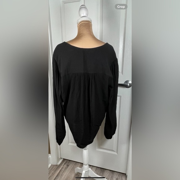 Free People Faux Wrap High Low Long Sleeve Blouse Top,‎ Black, Size M - Picture 10 of 10